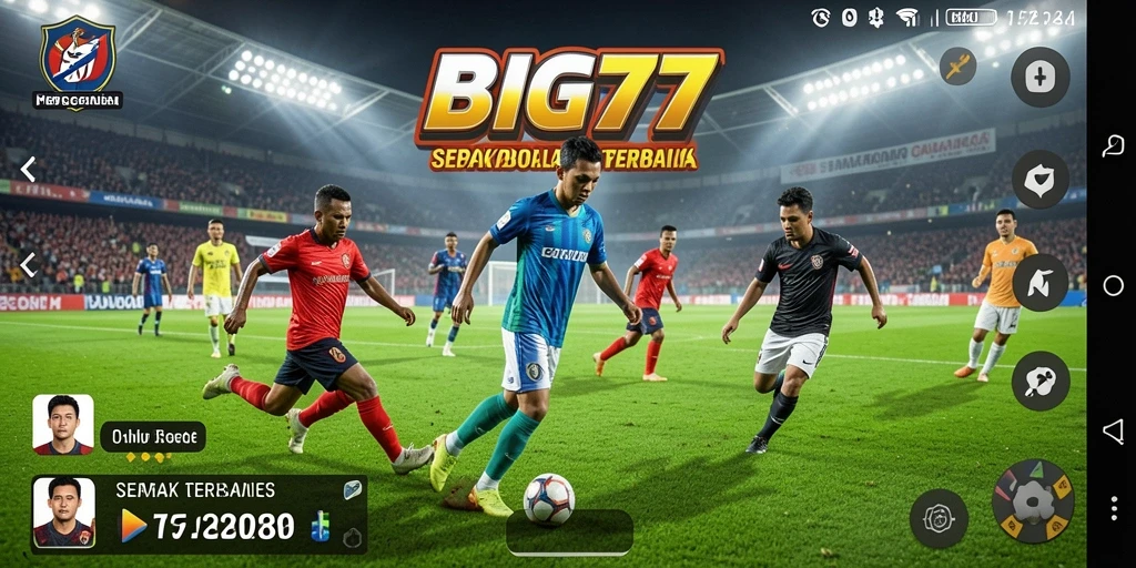 Tampilan gameplay menarik dalam BIG77 dengan aksi sepak bola seru.