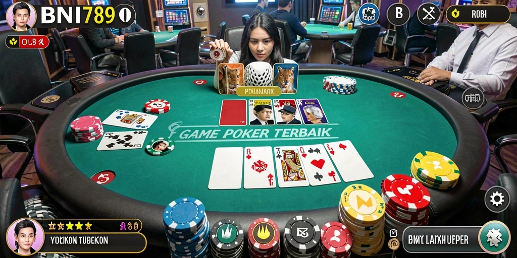 Tampilan menarik gameplay Poker di BNI789.