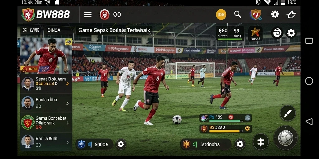 Tampilan gameplay mendebarkan di BW888 dengan aksi sepak bola yang intens.