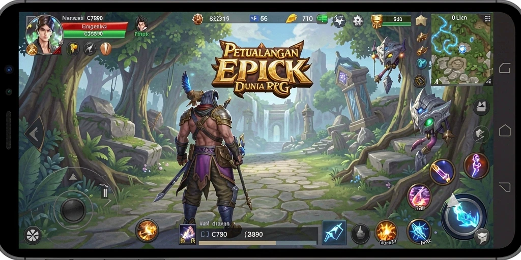 Gameplay C7890 menampilkan pertarungan epik dan petualangan mendalam.