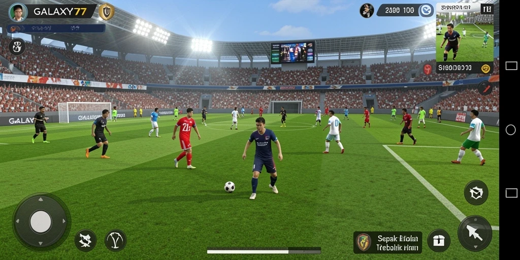 Gameplay intens dalam pertandingan sepak bola yang seru.