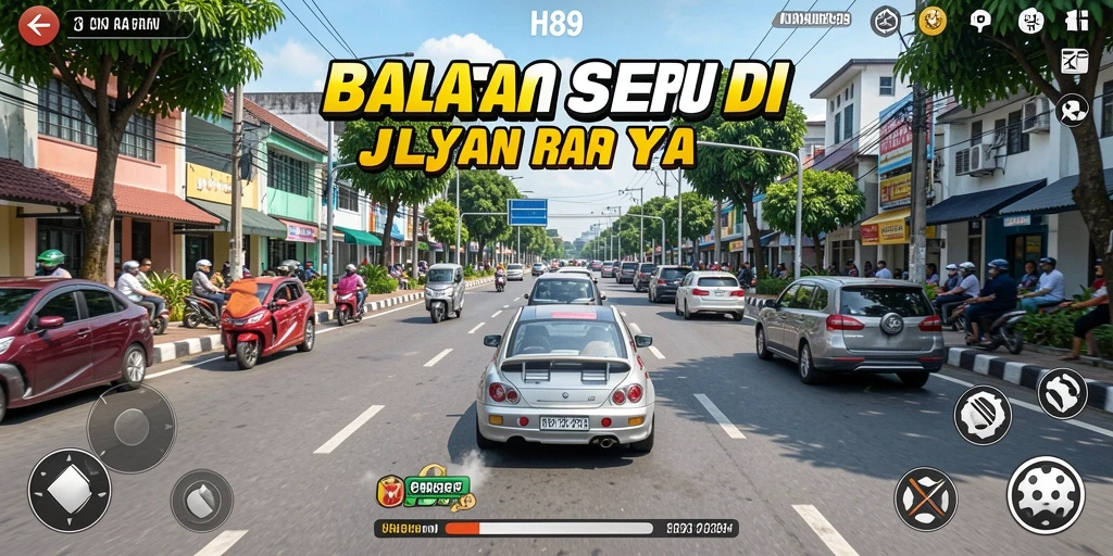 Tampilan menarik dari gameplay balapan H89 yang mendebarkan.