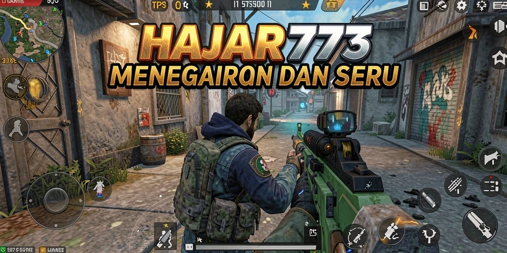 Tampilan gameplay intens dari HAJAR777 dalam pertempuran TPS yang mendebarkan.