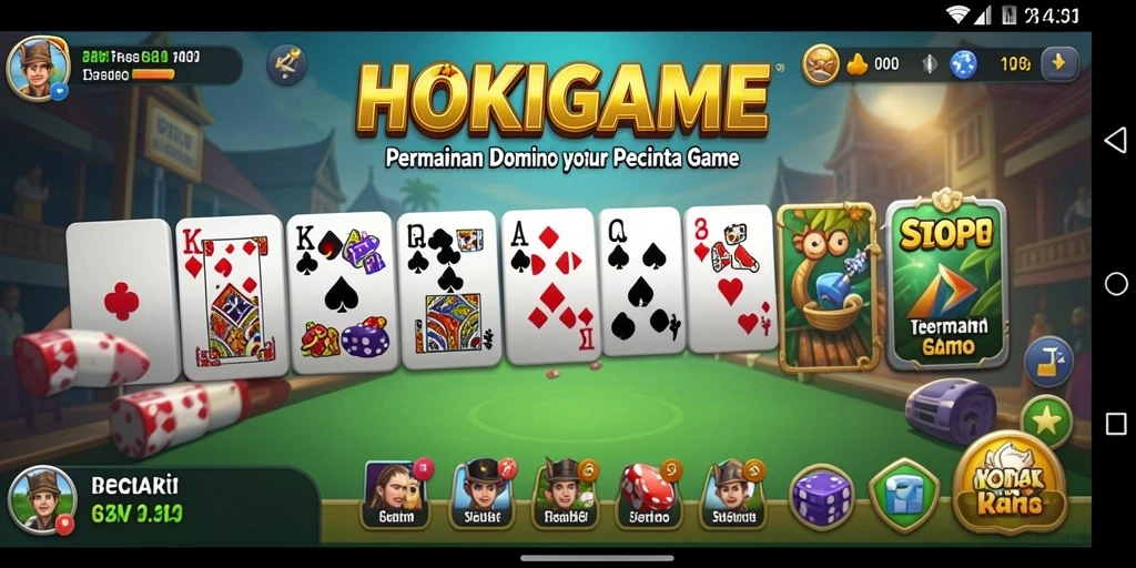 Screenshot HOKIGAME menampilkan gameplay Domino yang seru dan menarik.