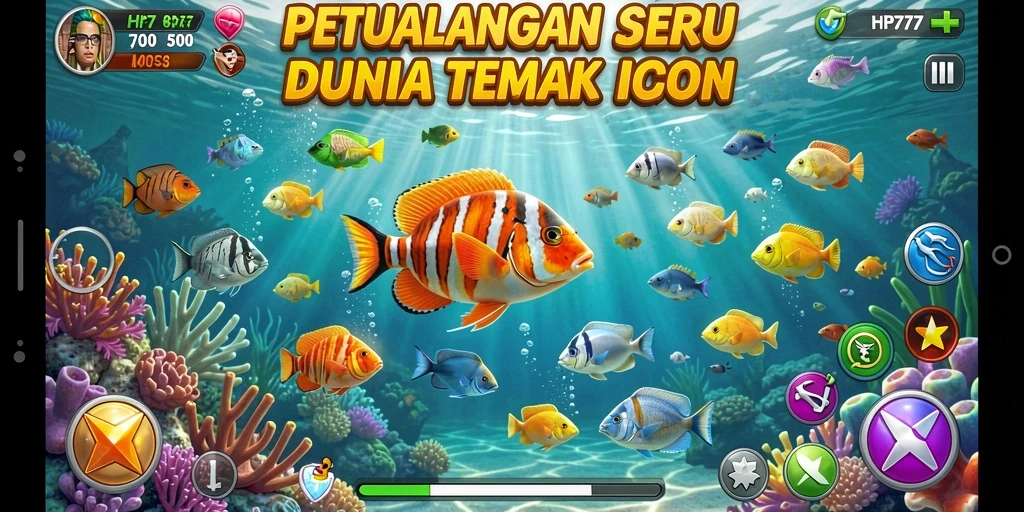 Screenshot HP777 menampilkan aksi seru di dunia Tembak Ikan.