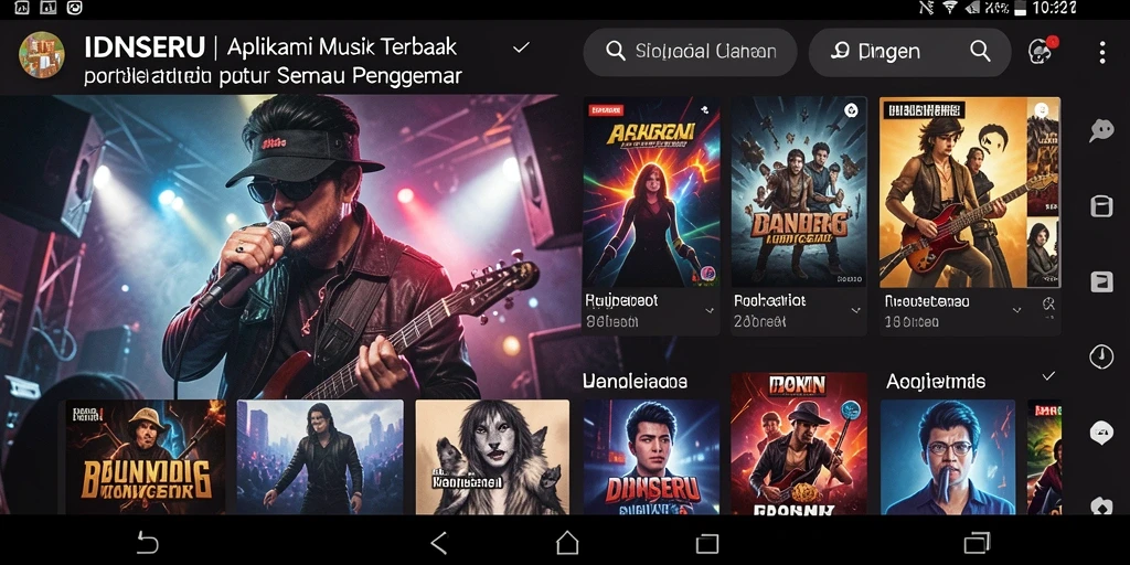 Tangkapan layar utama IDNSERU dengan berbagai pilihan musik.