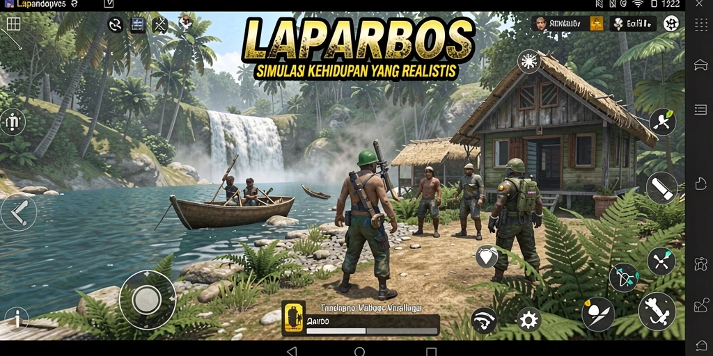 Tampilan screenshot utama LAPARBOS yang menampilkan gameplay simulasi interaktif.