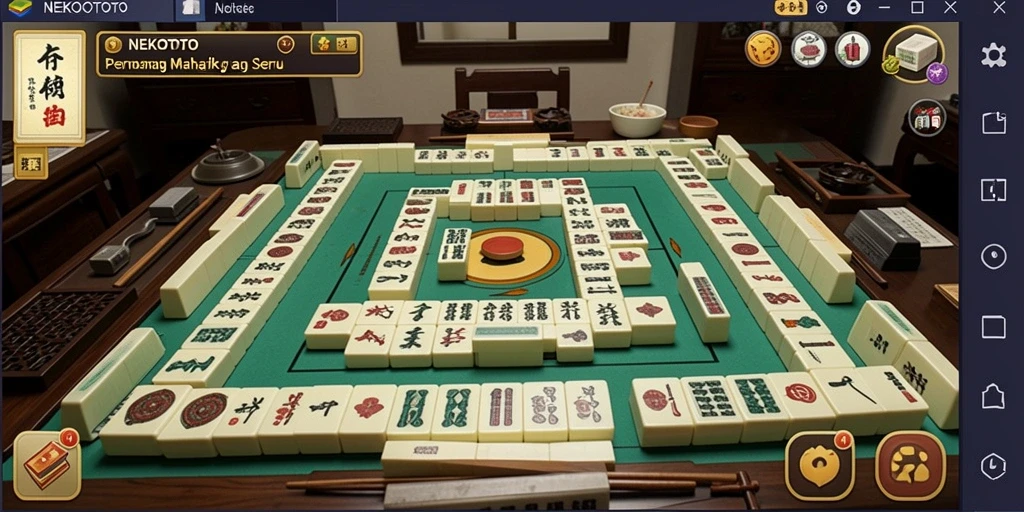 Tampilan gameplay seru dalam NEKOTOTO menampilkan Mahjong klasik.