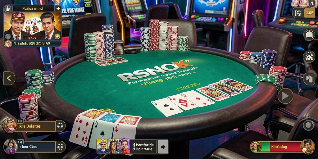 Tampilan antarmuka RSNOK dengan gameplay Poker yang menarik.