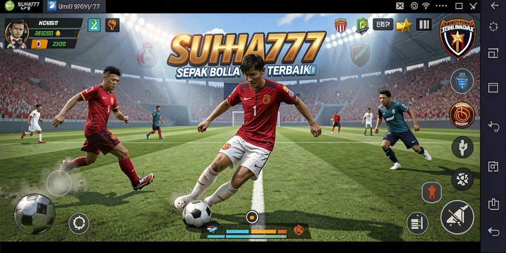 Tampilan gameplay menarik dari SUHU777 yang menampilkan aksi sepak bola real-time.